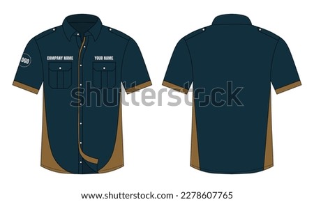 Office shirt mockup front and back view. Vector illustration