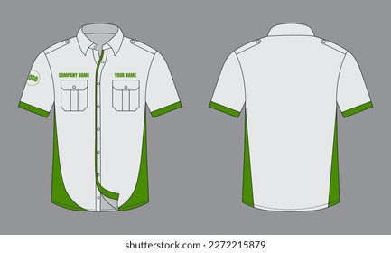 Office shirt mockup vector illustration front and back view