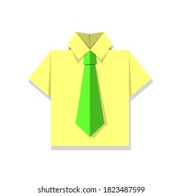 Office shirt with tie. Origami paper effect. Vector illustration