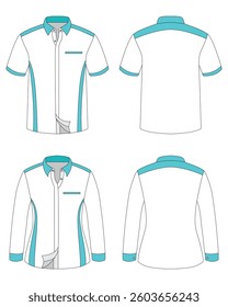 Office shirt uniform template front and back view for men and women