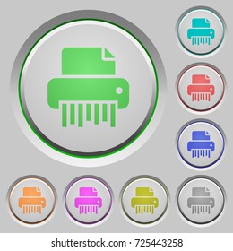 Office shredder color icons on sunk push buttons