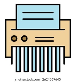 Icono de trituradora de oficina. Esquema de oficina trituradora de Vector icono de color plano aislado