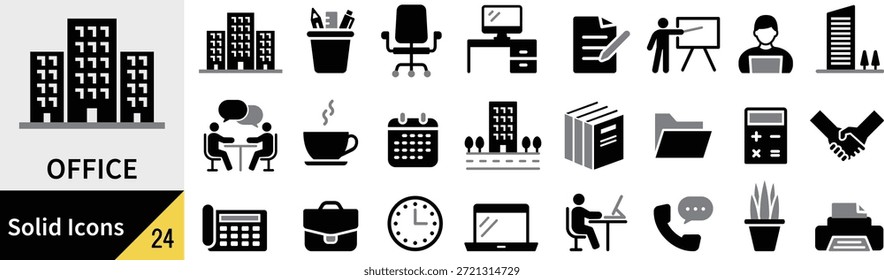 Conjunto de Ícones da Silhueta do Office (Vetor)