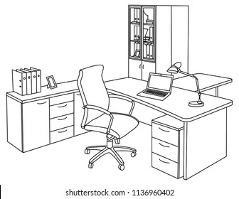 Office in a sketch style.  Vector illustration.
