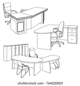 Office in a sketch style.  Vector illustration.