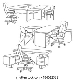 Office in a sketch style.  Vector illustration.