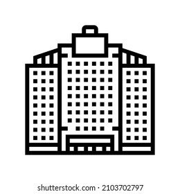 vector de icono de línea de construcción de rascacielos de oficina. cartel de construcción de rascacielos de oficina. símbolo de contorno aislado ilustración negra