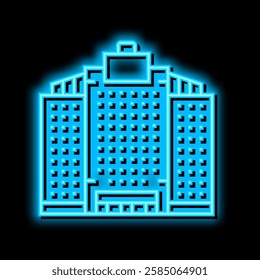 office skyscraper building neon light sign vector. office skyscraper building illustration
