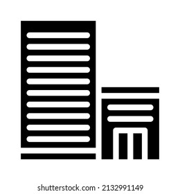 vector de icono de glifo de rascacielos de oficina. cartel de rascacielos de oficina. símbolo de contorno aislado ilustración negra