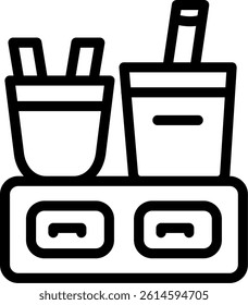Office Snacks Line Vector Icon Design