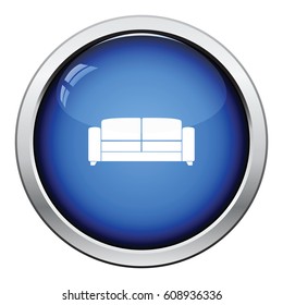 Office sofa icon. Glossy button design. Vector illustration.