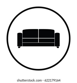Office sofa icon. Thin circle design. Vector illustration.