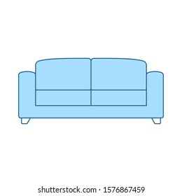 Office Sofa Icon. Thin Line With Blue Fill Design. Vector Illustration.