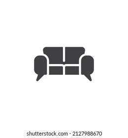 Office sofa vector icon. filled flat sign for mobile concept and web design. Sofa, couch furniture glyph icon. Symbol, logo illustration. Vector graphics