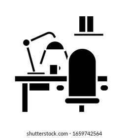 Office space black icon, concept illustration, vector flat symbol, glyph sign.