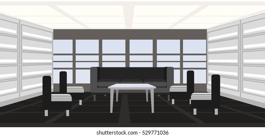 office space in black and white tints