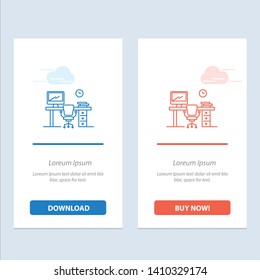 Office, Space, Chair, Office Table, Room  Blue and Red Download and Buy Now web Widget Card Template