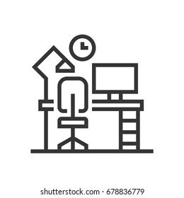 Office space icon, part of the square icons, car service icon set. The illustration is a vector, editable stroke, thirty-two by thirty-two matrix grid, pixel perfect file.