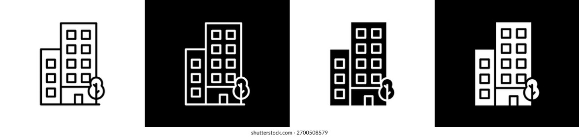 Office Space icon set in line and glyph style on black and white background