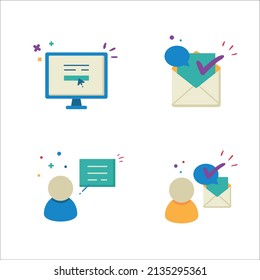 Office splatter icon set vector illustration computer and email elements