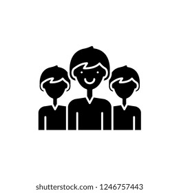 Office staff black icon, vector sign on isolated background. Office staff concept symbol, illustration 