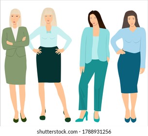 Office staff. Group of professionals dressed in business style.Vector illustration. White background isolated.





