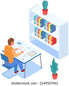 Office staff, manager work and communication. Office worker at the table. Business employees on their workspace. Co-worker. Businessman or a clerk working at his office workplace