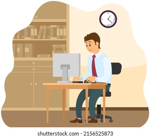 Personal de oficina, trabajo de director y comunicación. Trabajador de oficina en la mesa. Empleados en su área de trabajo. Cooperante. Empresario o empleado que trabaja en su oficina de trabajo de estilo plano