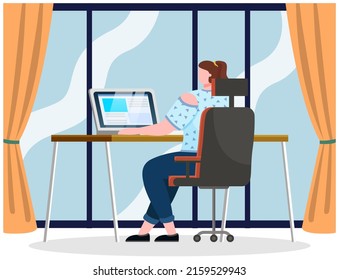 Office staff, manager work and communication. Office worker at the table. Business employees on their workspace. Co-worker. Businessman or a clerk working at his office workplace flat style