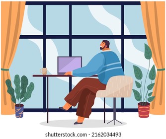 Office staff, manager work and communication. Office worker at the table. Business employees on their workspace. Co-worker. Businessman or a clerk working at his office workplace flat style