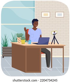 Office staff, manager work and communication. Office worker at the table. Business employees on their workspace. Co-worker. Businessman or a clerk working at his office workplace flat style