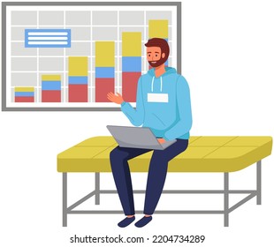 Office staff, manager work and communication. Office worker at the table. Business employees on their workspace. Co-worker. Businessman or a clerk working at his office workplace flat style