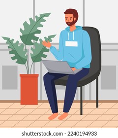 Office staff, manager work and communication. Office worker at the table. Business employees on their workspace. Co-worker. Businessman or a clerk working at his office workplace flat style