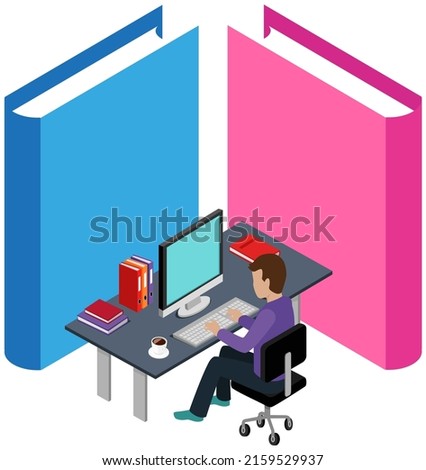 Office staff, manager work and communication. Office worker at the table. Business employees on their workspace. Co-worker. Businessman or a clerk working at his office workplace. Man surfing internet