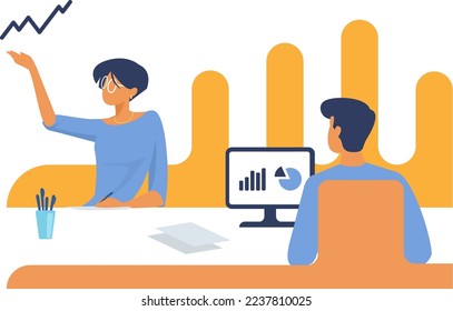 office staff, meeting, teamwork, flat style