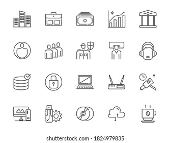 Office and staff thin line icon set and related, vector eps10, 64x64 Pixel perfect icon, editable icon for web design and application on white isolated 