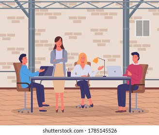 Office staff, work and communication. Head and subordinates. Various workers, managers team. Top managers employees of different levels. Office workers. Co-workers. Colleagues discuss project teamwork