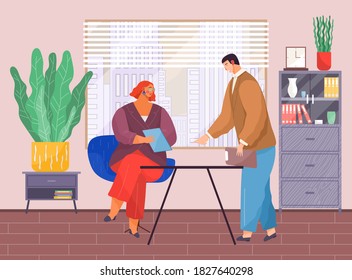 Office staff, work and communication. Head and subordinates. Various workers, managers team. Top managers employees of different levels. Office workers. Co-workers. Colleagues discuss project teamwork