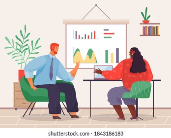 Office staff, work and communication. Head and subordinates. Various workers, managers team. Top managers employees of different levels. Office workers. Co-workers. Colleagues discuss project teamwork