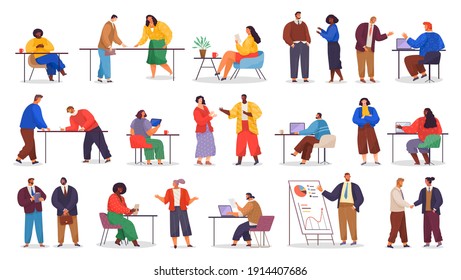 Office staff, work and communication. Head and subordinates. Various workers, managers team. Top managers employees of different levels. Office workers. Co-workers. Colleagues discuss project teamwork