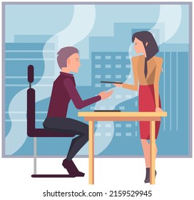 Personal de oficina, trabajo y comunicación. Jefe y subordinados. Varios trabajadores, gerentes. Empleados directivos de diferentes niveles. Trabajadores de oficina. Cotrabajadores. Colegas discuten el trabajo en equipo del proyecto
