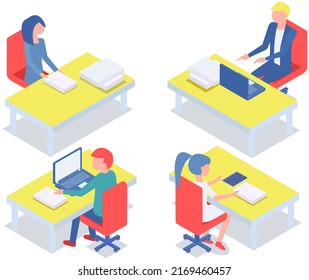 Büropersonal, Arbeit und Kommunikation. Leiter und Untergebenen. Verschiedene Arbeiter, Manager-Team. Top-Manager-Mitarbeiter auf verschiedenen Ebenen. Büroangestellte. Mitarbeiter. Kollegen diskutieren Projektteam