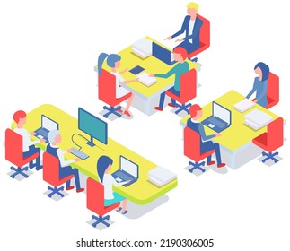 Office staff, work and communication. Head and subordinates. Various workers, managers team. Top managers employees of different levels. Office workers. Co-workers. Colleagues discuss project teamwork