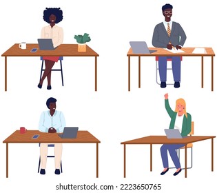 Büropersonal, Arbeit und Kommunikation. Leiter und Untergebenen. Verschiedene Arbeiter, Manager-Team. Top-Manager-Mitarbeiter auf verschiedenen Ebenen. Büroangestellte. Mitarbeiter. Kollegen diskutieren Projektteam