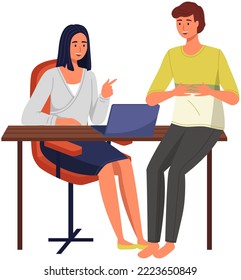 Büropersonal, Arbeit und Kommunikation. Leiter und Untergebenen. Verschiedene Arbeiter, Manager-Team. Top-Manager-Mitarbeiter auf verschiedenen Ebenen. Büroangestellte. Mitarbeiter. Kollegen diskutieren Projektteam
