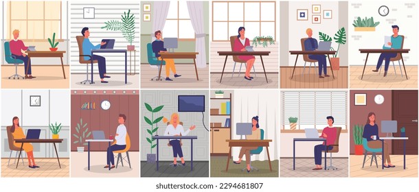 Büropersonal, Arbeit und Kommunikation. Leiter und Untergebenen. Verschiedene Arbeiter, Manager-Team. Top-Manager-Mitarbeiter auf verschiedenen Ebenen. Büroangestellte. Mitarbeiter. Kollegen diskutieren Projektteam