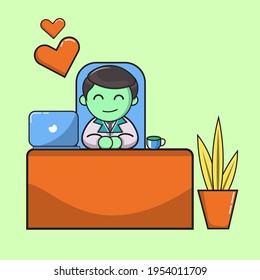 vector de ilustración del trabajador de oficina 