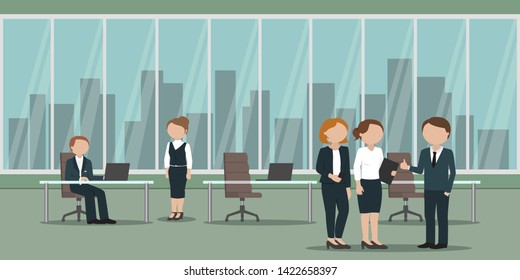 Office staff. Working day routine. Vector illustration.