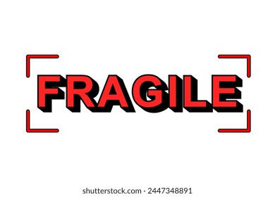 Office stamp with the word fragile in red isolated on transparent background