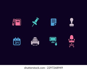 Office stationary vector icon set